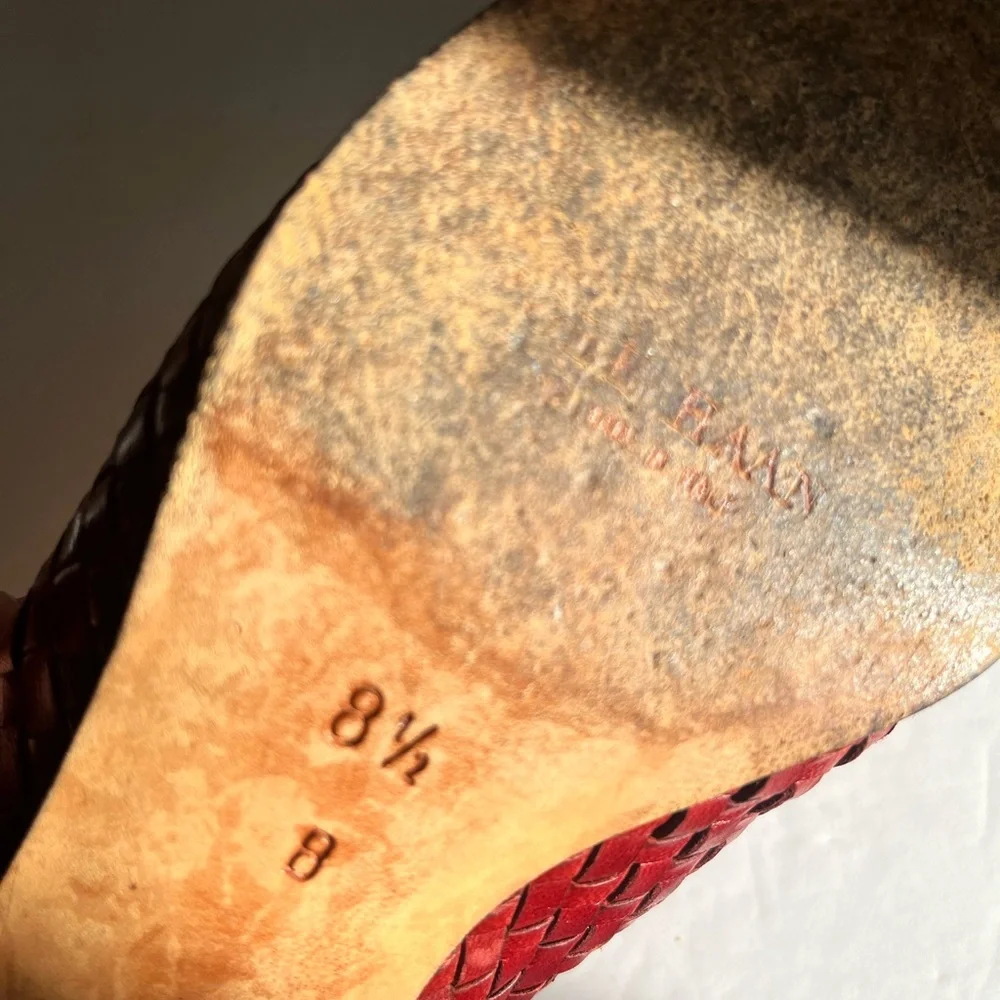 COLE HAAN Cognac tan leather woven slip on Handmade in Italy - Picture 5 of 8